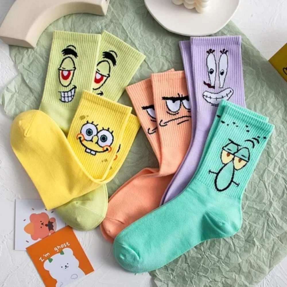 NEW SPONGEBOB SOCKS FIVE PACK - Picture 6 of 12